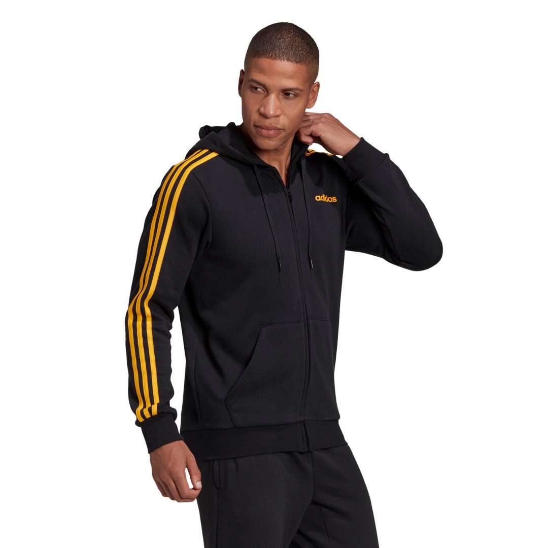 adidas Performance ESSENTIALS 3-STRIPES FLEECE HOODIE GD5232 Black