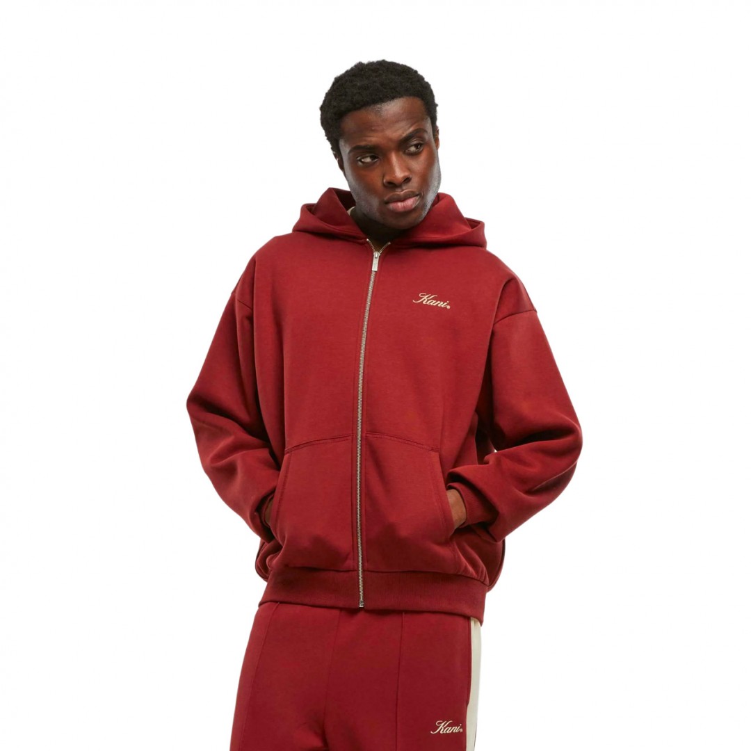 KARL KANI SCRIPT EMBLEM ZIP HOODIE KM254-010-1-RED Red