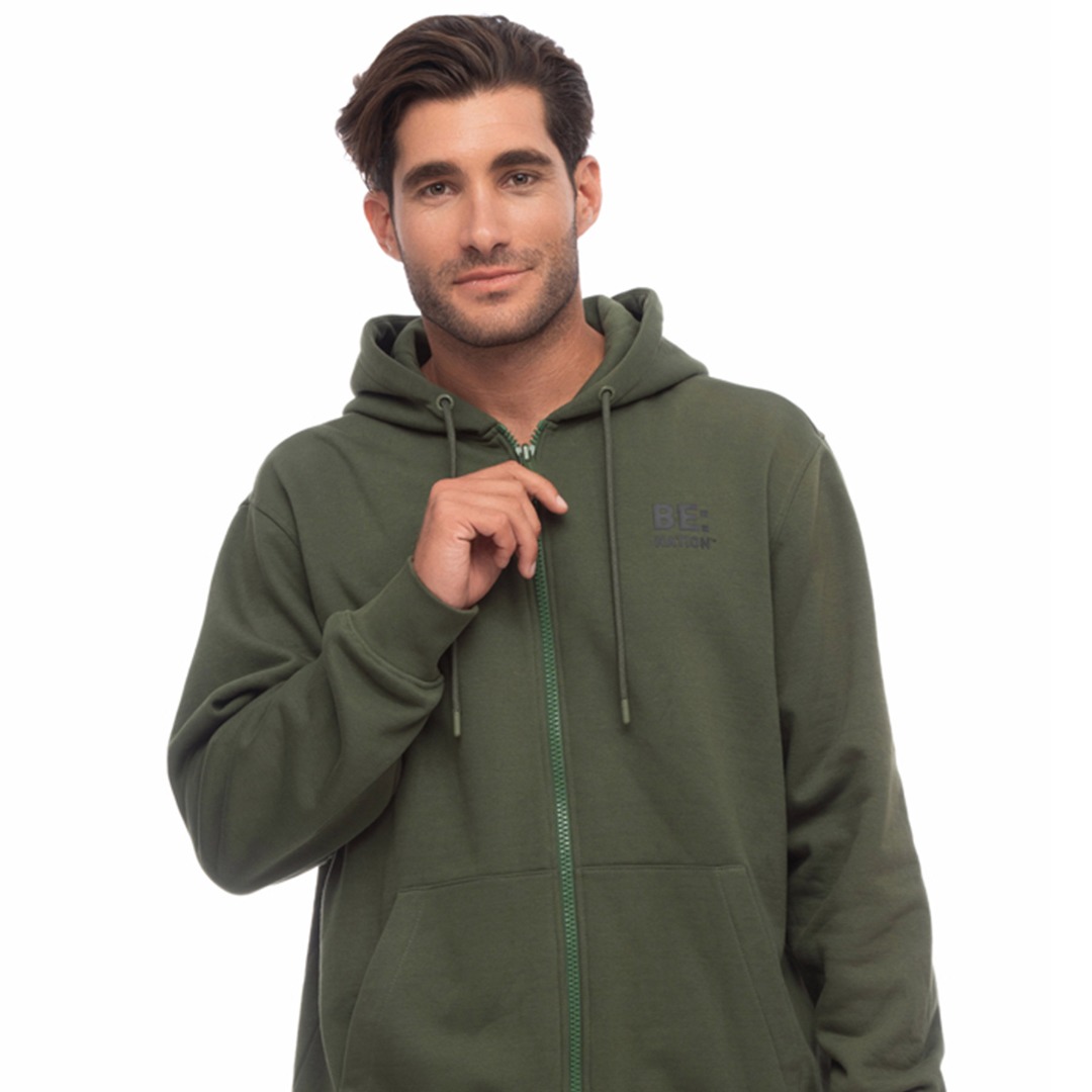 BE:NATION LOGO FULL ZIP HOODIE 07302301-13B Χακί