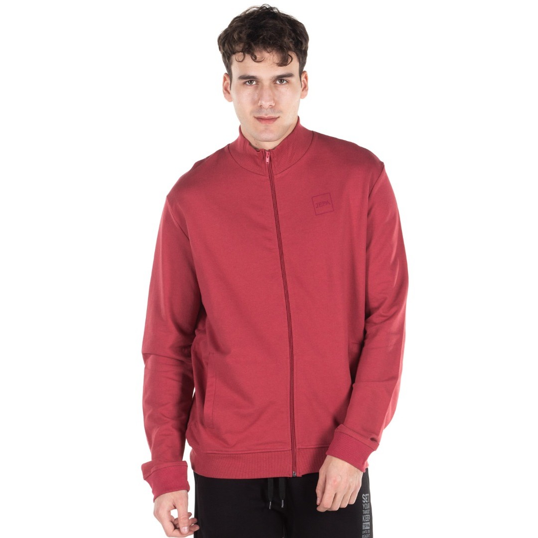 JEPA MAN ZIPPER MOCK HOODIE BRUSHED 27-19066-BORDEAUX MEL Μπορντό