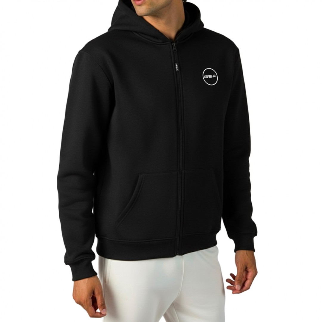 GSA SUPERCOTTON MENS BIG LOGO ZIP HOODIE FLEECE GA12503-BLACK Μαύρο
