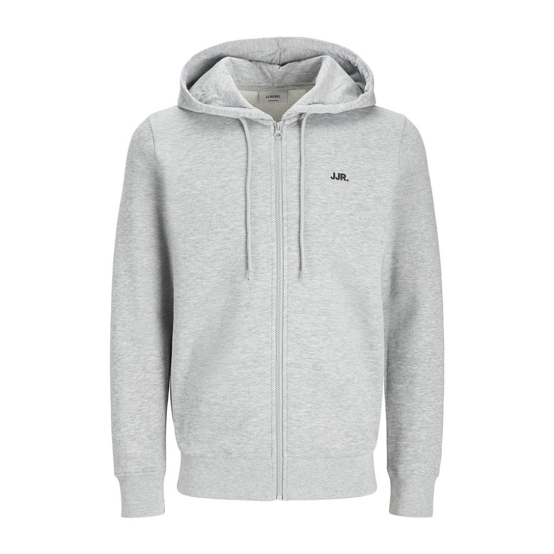 JJ REBEL  JREBREBEL LOGO SWEAT ZIP HOOD 12266382-LIGHT GREY MELANGE Γκρί