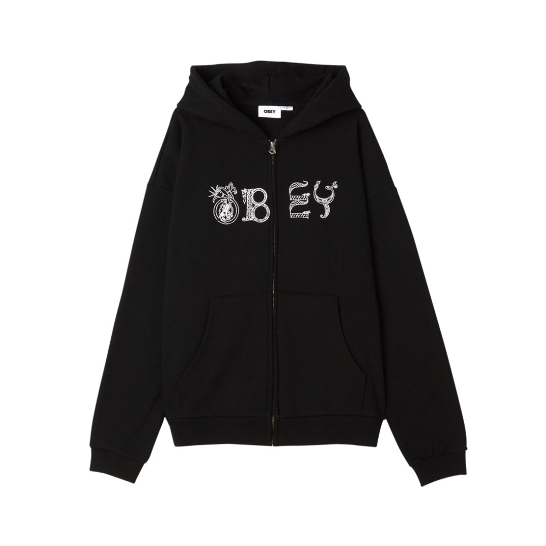 OBEY WOODCUT EXTRA HEAVY ZIP HOOD FLEECE 112460026-BLK Μαύρο