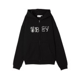 OBEY WOODCUT EXTRA HEAVY ZIP HOOD FLEECE 112460026-BLK Μαύρο Εικόνα 