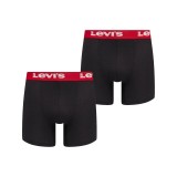 LEVI'S MEN REPEAT LOGO BOXER BRIEF 2P 37149-1196-BLACK/RED Black Image 