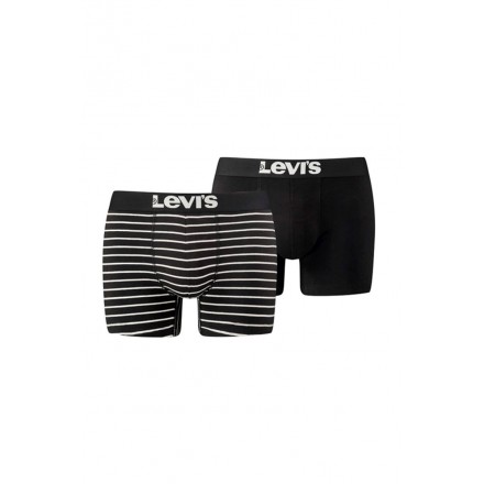 LEVI'S MEN VINTAGE STRIPE YD BOXER BRIEF 2P 37149-0212-JET BLACK Black