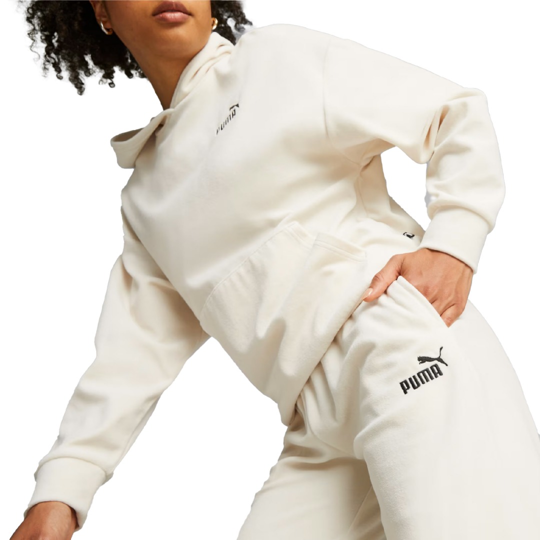 PUMA ESS ELEVATED VELOUR STRAIGHT PANTS 675993-89 Εκρού