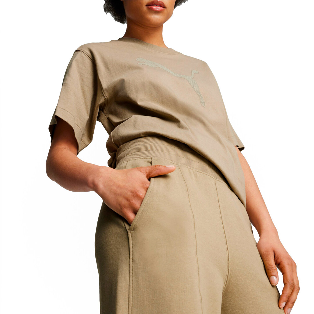 PUMA HER HIGH-WAIST STRAIGHT LEG PANTS TR 681990-67 Μπέζ