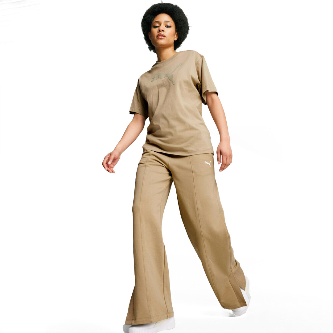 PUMA HER HIGH-WAIST STRAIGHT LEG PANTS TR 681990-67 Μπέζ