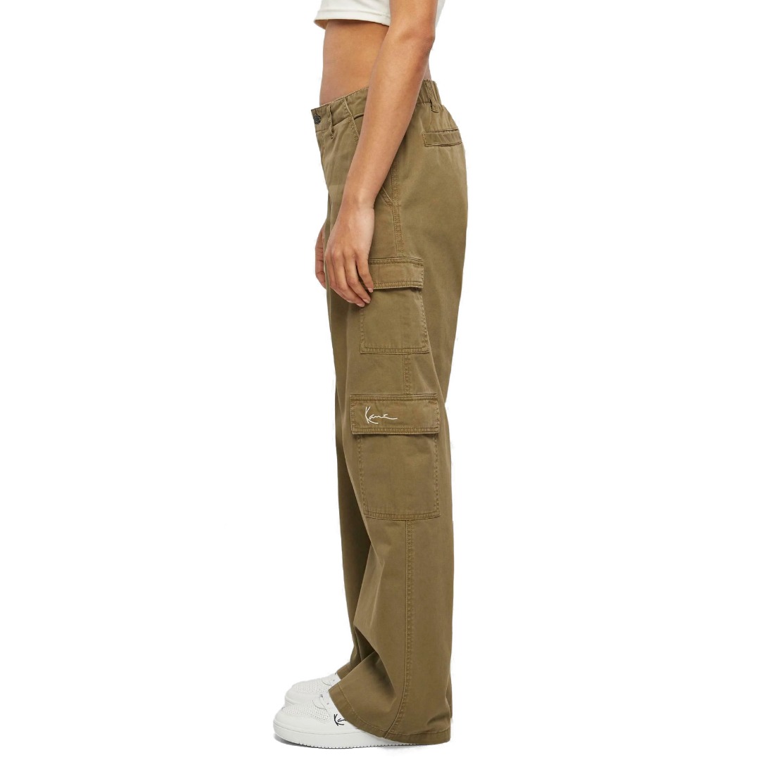 KARL KANI SMALL SIGNATURE WASHED CARGO PANTS KW241-061-1-GREEN ΛΑΔΙ
