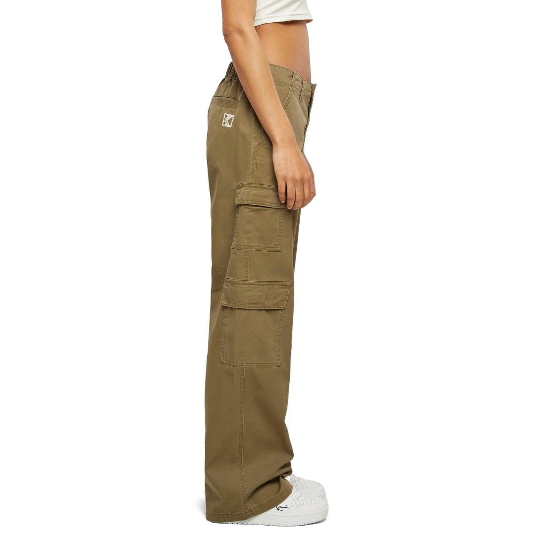 KARL KANI SMALL SIGNATURE WASHED CARGO PANTS KW241-061-1-GREEN ΛΑΔΙ