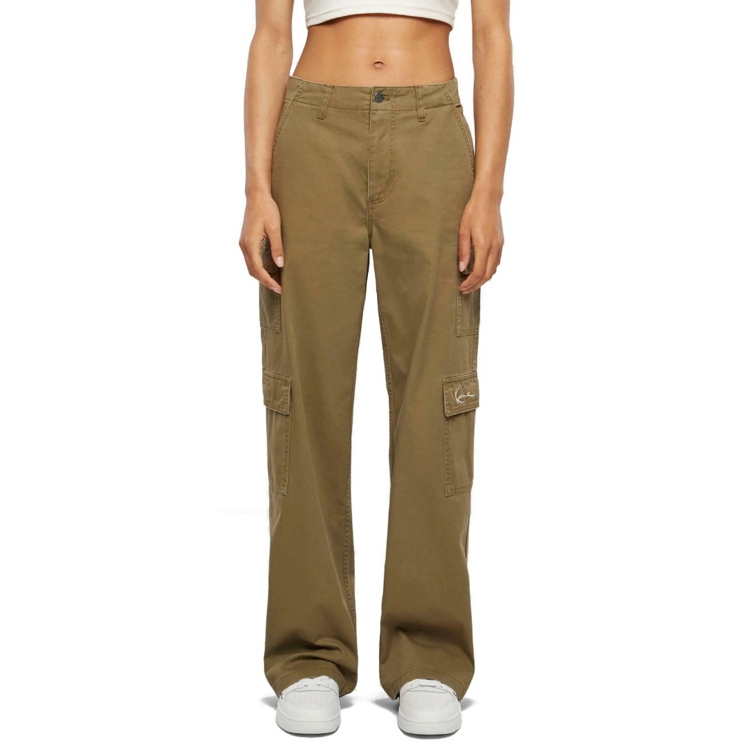 KARL KANI SMALL SIGNATURE WASHED CARGO PANTS KW241-061-1-GREEN ΛΑΔΙ