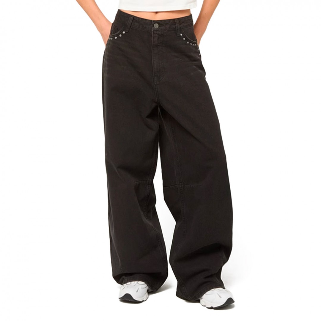 KARL KANI SIGNATURE BAGGY  DENIM PANTS KW253-017-1-BLACK Black