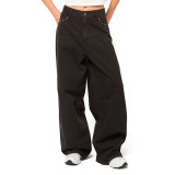 KARL KANI SIGNATURE BAGGY  DENIM PANTS KW253-017-1-BLACK Black Image 