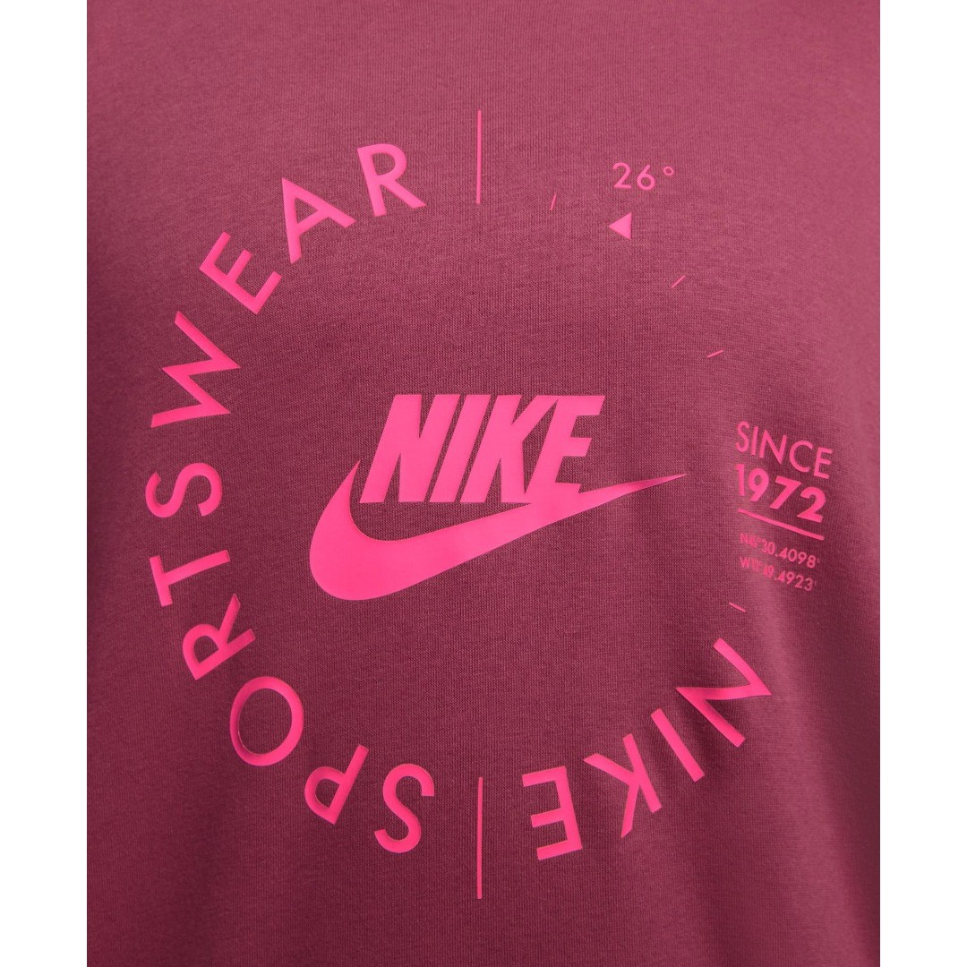 NIKE W NSW PHNX FLC OS CREW PRNT SU FD4234-653 Βυσσινί