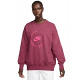 NIKE W NSW PHNX FLC OS CREW PRNT SU FD4234-653 Βυσσινί Εικόνα 