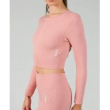 GSA R3 SEAMLESS RIBBED LONGSLEEVE CROPPED TOP 1721102001-BABY PINK Pink Image 1