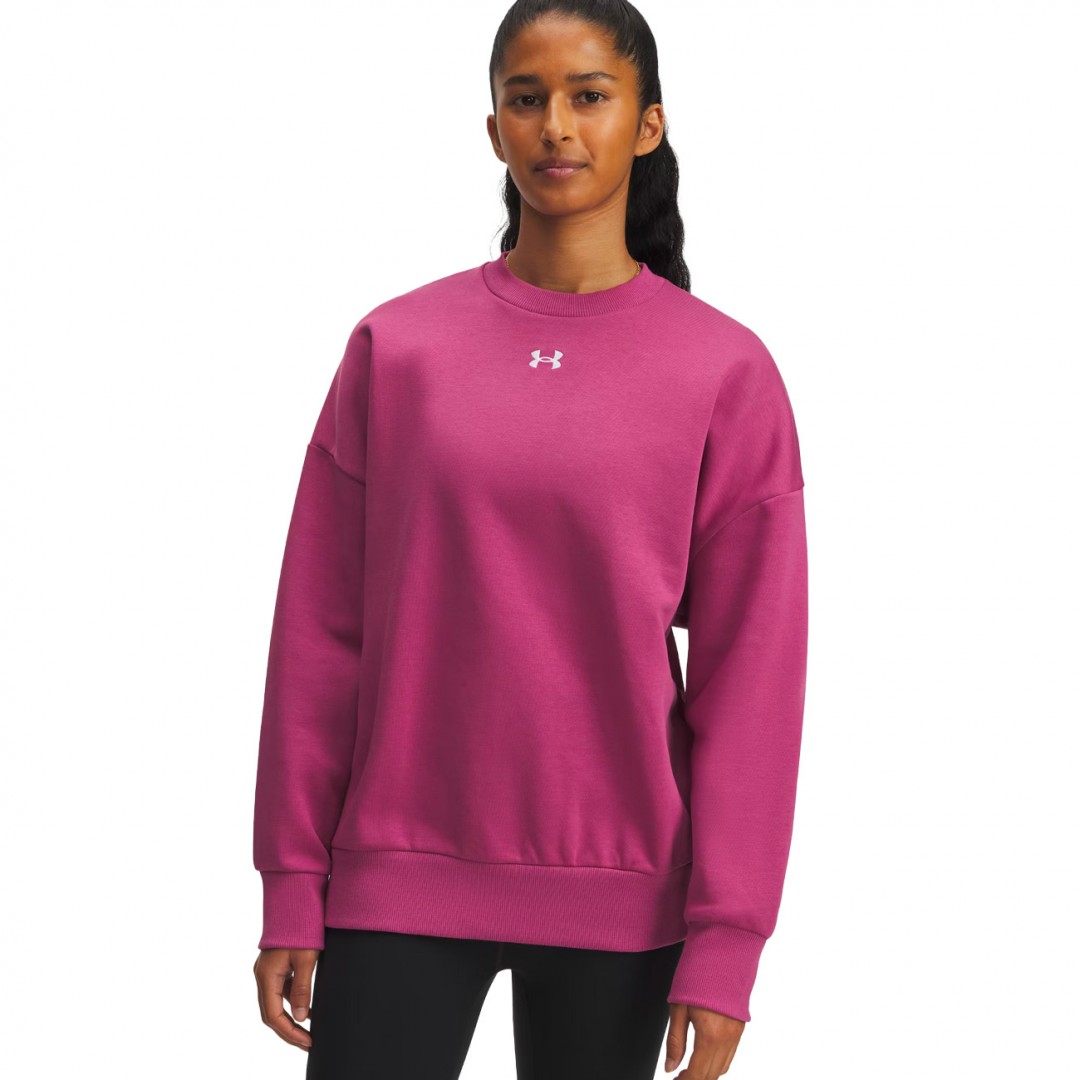 UNDER ARMOUR RIVAL FLEECE OS CREW 1386463-659 Fuchsia