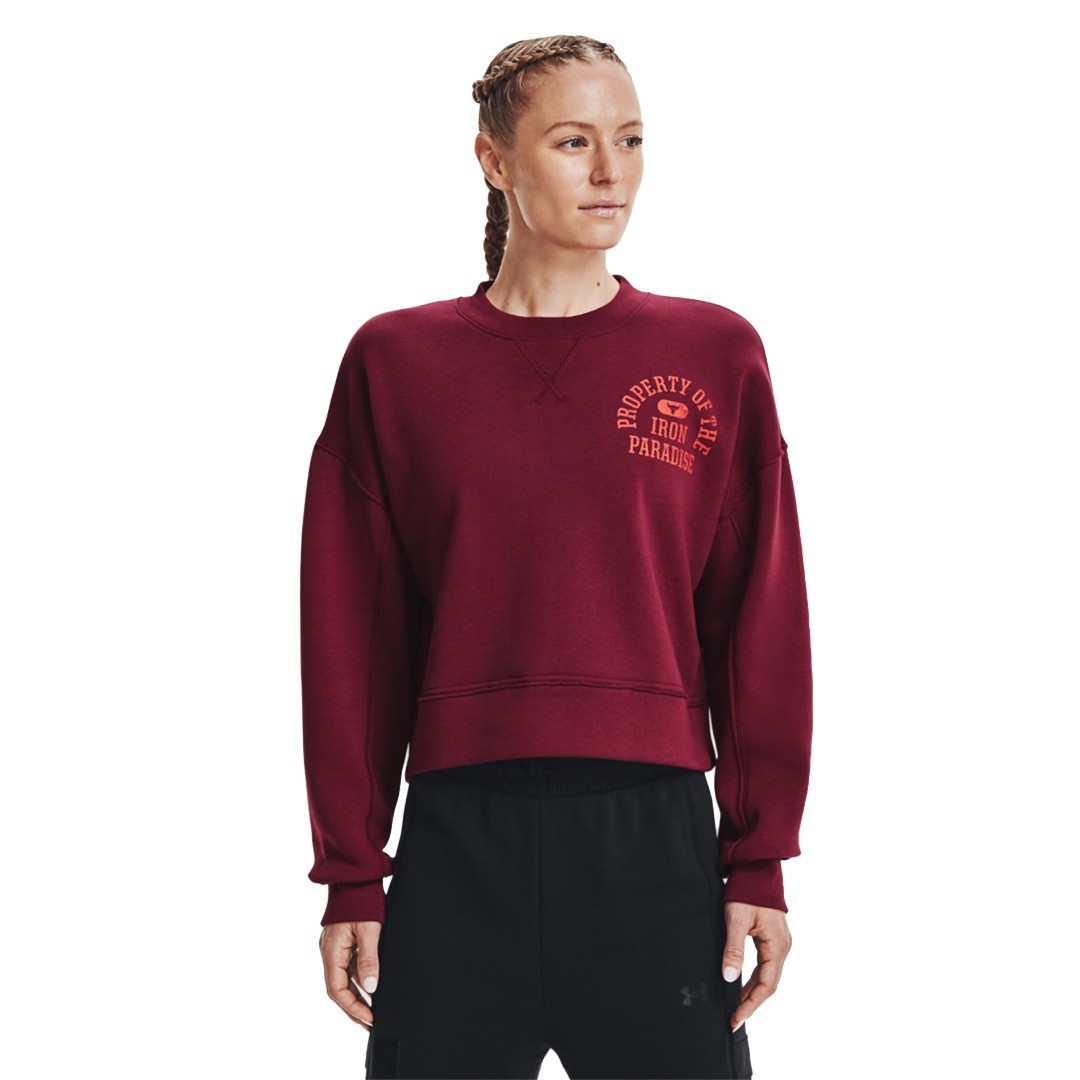 UNDER ARMOUR UA PROJECT ROCK FLEECE LC CREW 1370546-626 Μπορντό