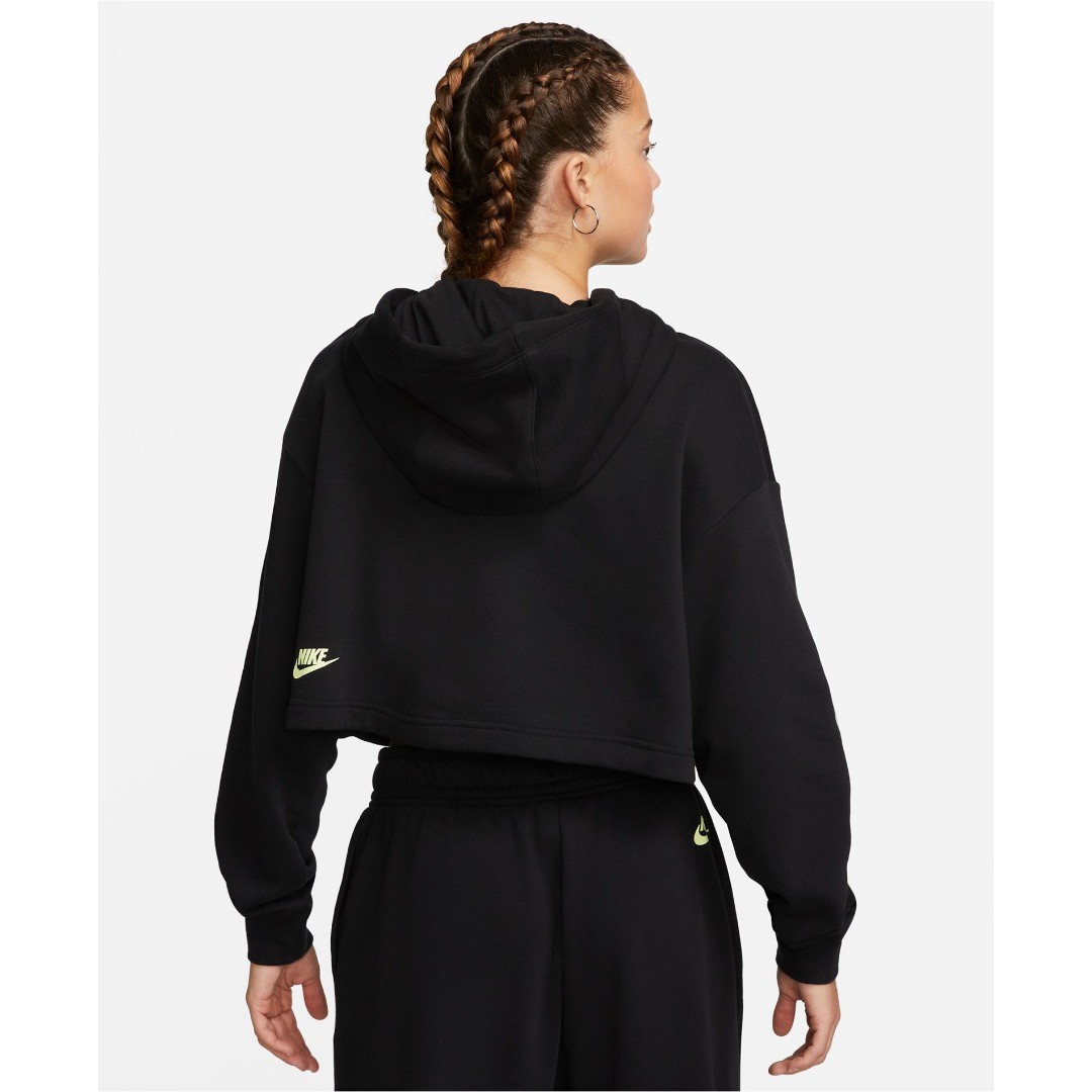 NIKE W NSW FLC PO HOODIE CROP DNC DZ4604-010 Black