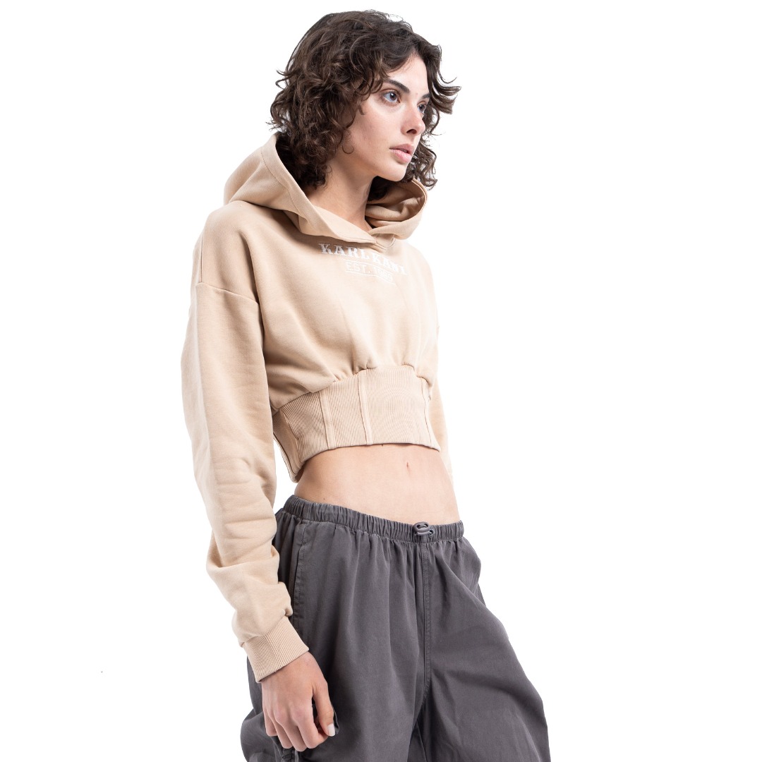 KARL KANI WOVEN SIGNATURE CORSET HOODIE KW241-006-1-BEIGE Beige