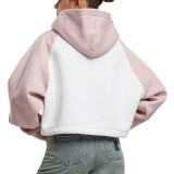KARL KANI WOVEN SIGNATURE STREET ACADEMY CROP RAGLAN HOODIE KW243-006-2-WHITE/ROSE Colorful Image 0