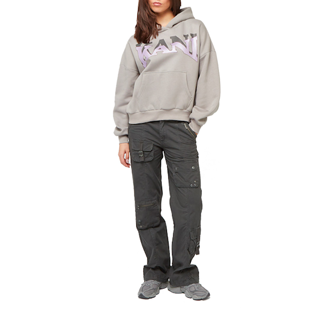 KARL KANI WOVEN SIGNATURE GLITTER OS HOODIE KW244-006-1-LIGHT GREY Γκρί