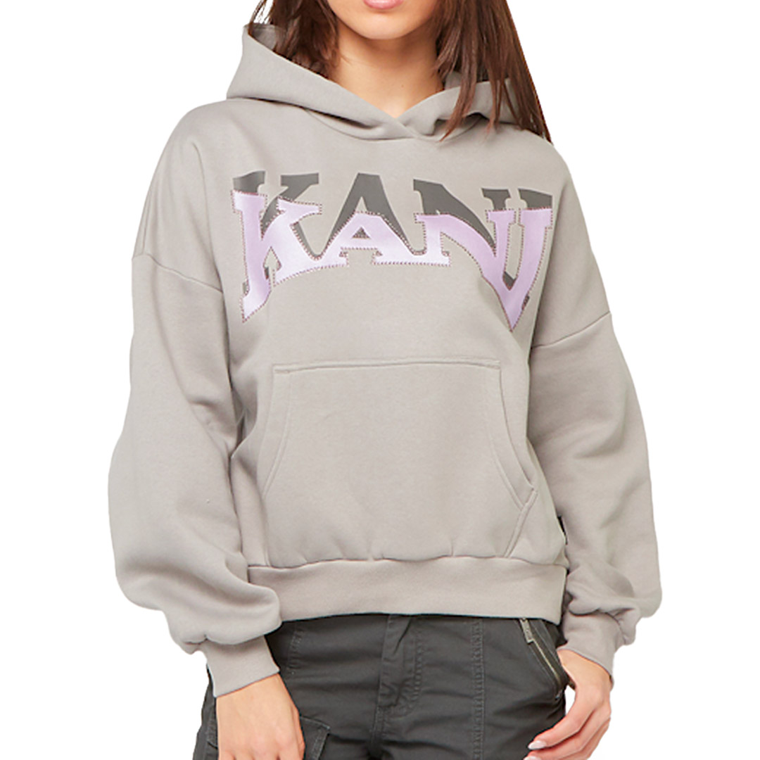 KARL KANI WOVEN SIGNATURE GLITTER OS HOODIE KW244-006-1-LIGHT GREY Γκρί
