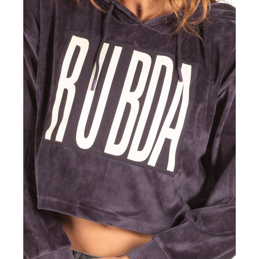 BODY ACTION VELOUR CROPPED HOODIE 061840-01-03G Ανθρακί