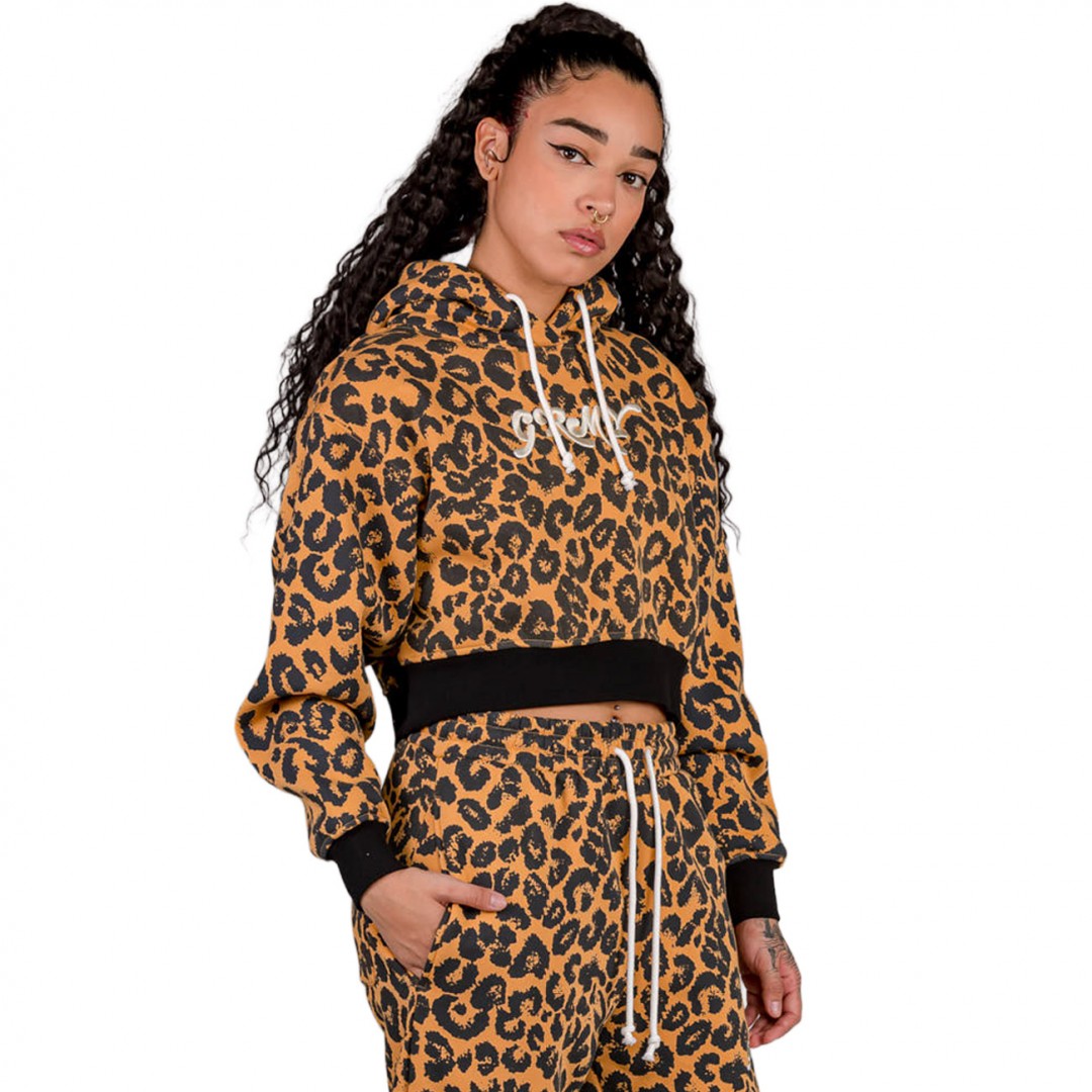 GRIMEY WESTBOUND GIRL CROP HOODIE GGCCH357-LPD Καφέ