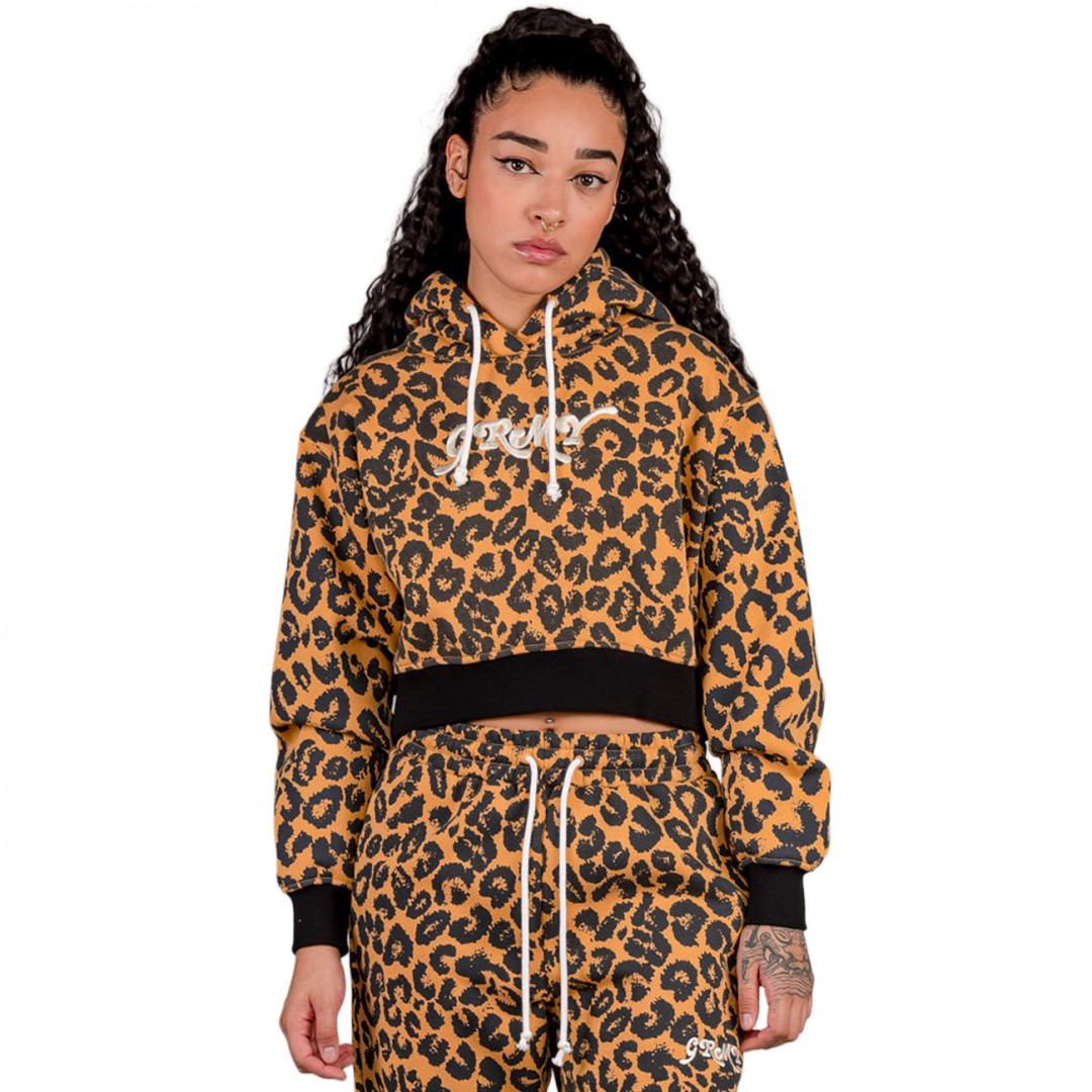 GRIMEY WESTBOUND GIRL CROP HOODIE GGCCH357-LPD Καφέ