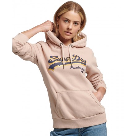 SUPERDRY VINTAGE LOGO BOROUGH HOOD W2011457A-7UJ Ροζ