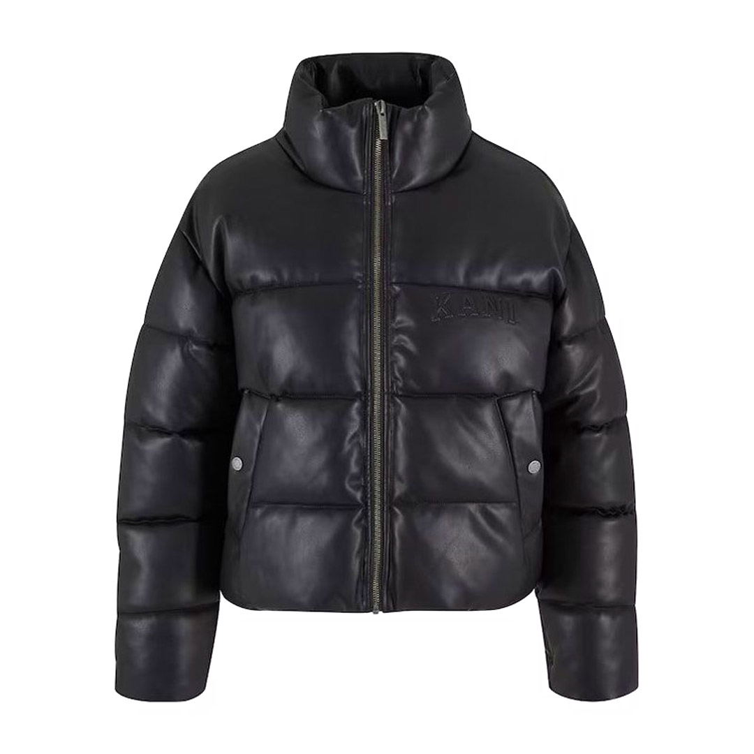 KARL KANI SERIF CROP PU PUFFER JACKET KW243-032-1-BLACK Μαύρο