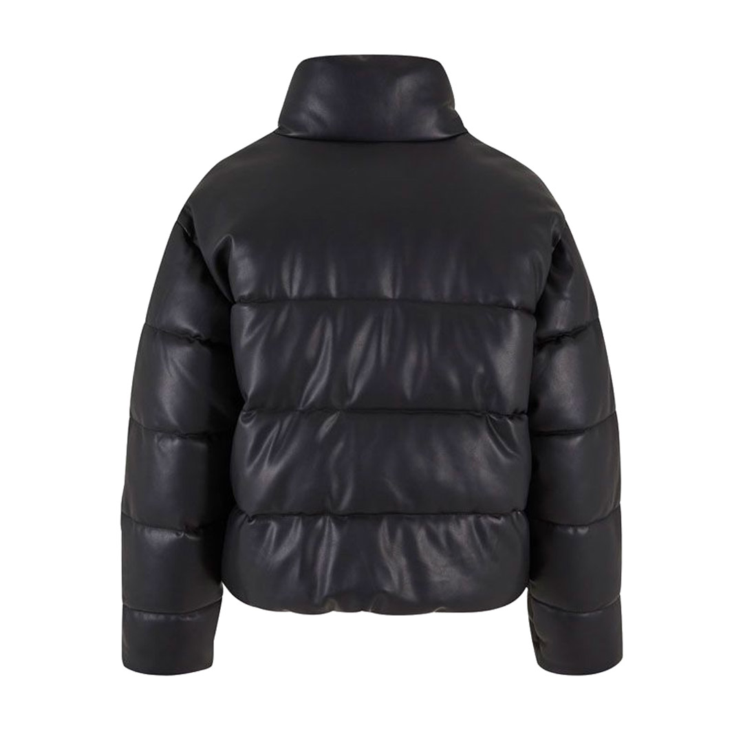 KARL KANI SERIF CROP PU PUFFER JACKET KW243-032-1-BLACK Μαύρο