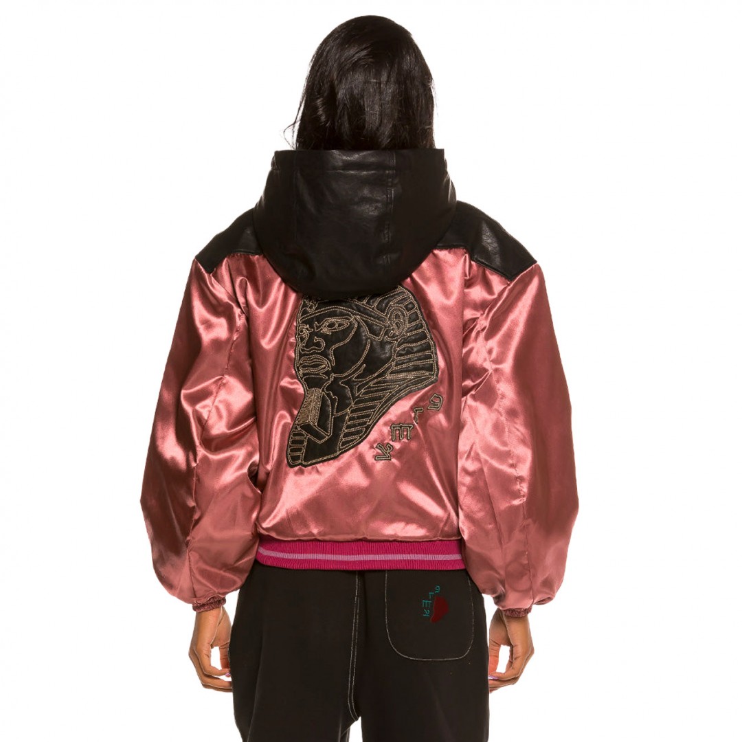 GRIMEY CALL OF YORE GIRL HOOD BOMBER GGHJ111-BLK Pink Gold
