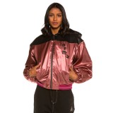 GRIMEY CALL OF YORE GIRL HOOD BOMBER GGHJ111-BLK Pink Gold Image 