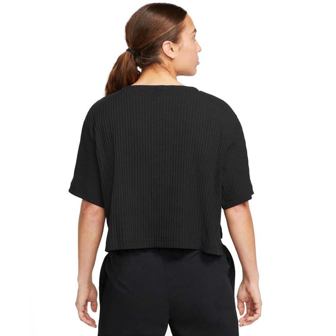 NIKE W NSW RIB JRSY SS TOP DV7870-010 Μαύρο