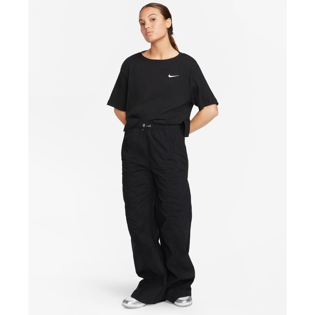 NIKE W NSW RIB JRSY SS TOP DV7870-010 Μαύρο
