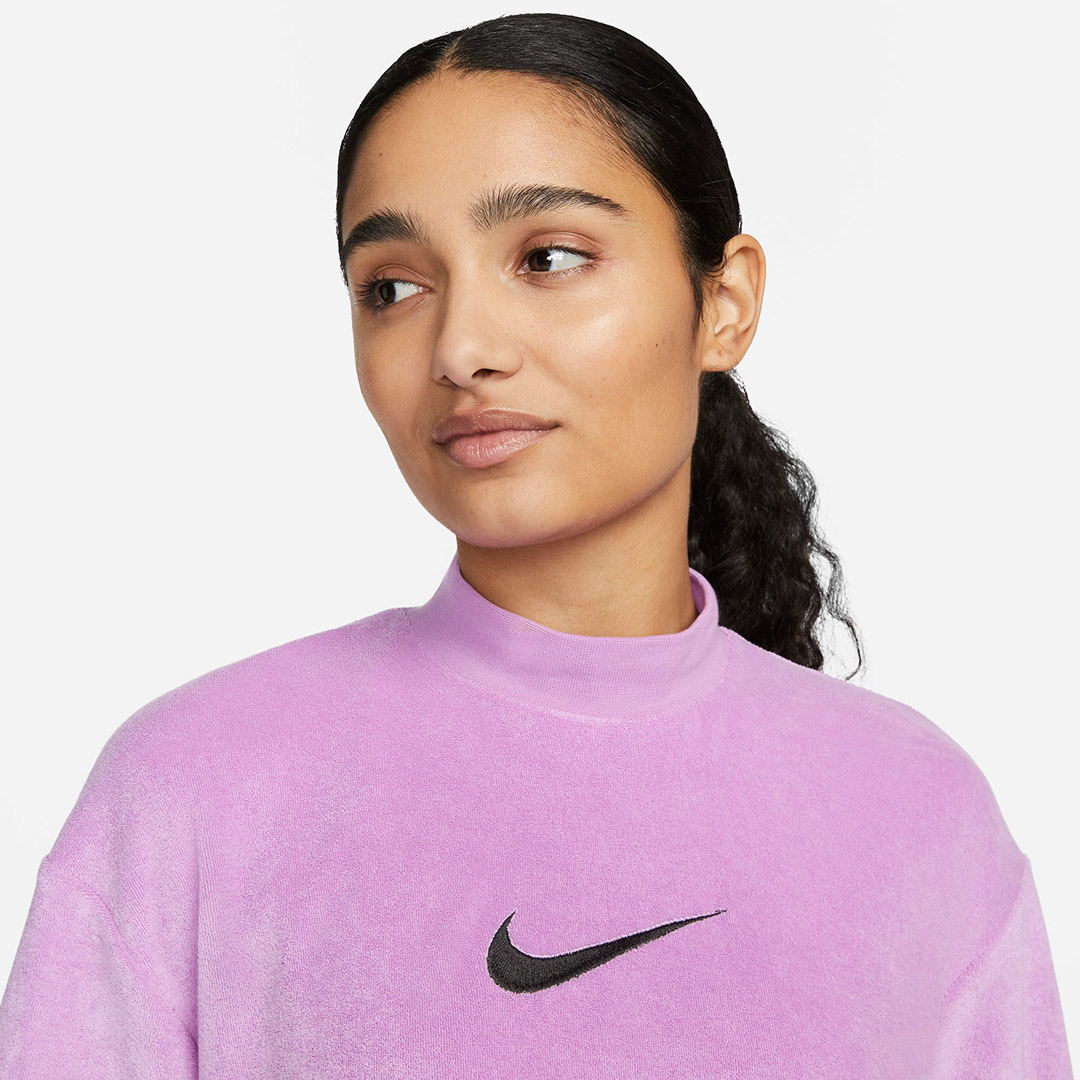 NIKE W NSW MOCK SS TEE TRRY MS FJ4894-532 Μωβ