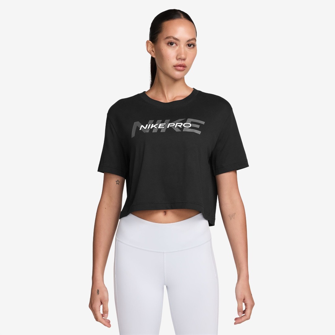 NIKE W NK PRO SS CRP TEE FA24 HF0762-010 Μαύρο