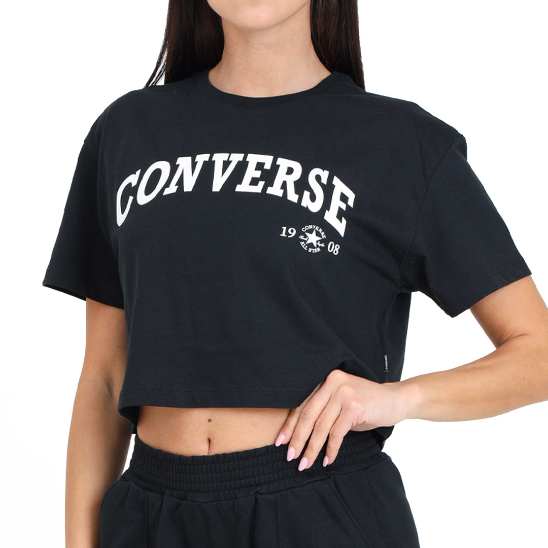 CONVERSE RETRO CHUCK CROPPED TEE 10027151-A02 Μαύρο