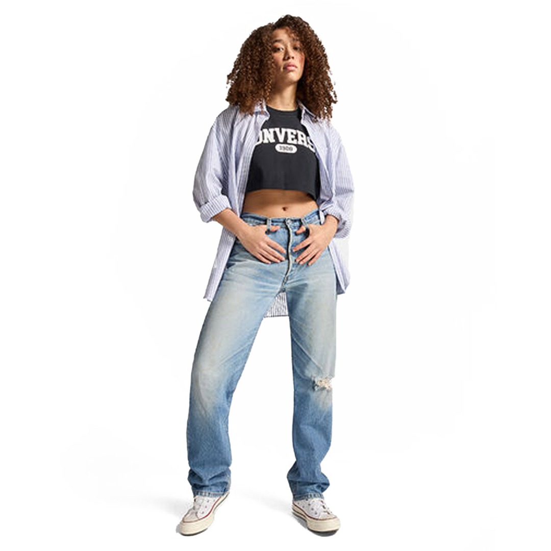 CONVERSE SPORTY CROPPED T-SHIRT 10027253-A01 Μαύρο