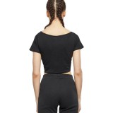 KARL KANI OG GATHERING CROP TEE KW241-041-3-BLACK Μαύρο Εικόνα 0