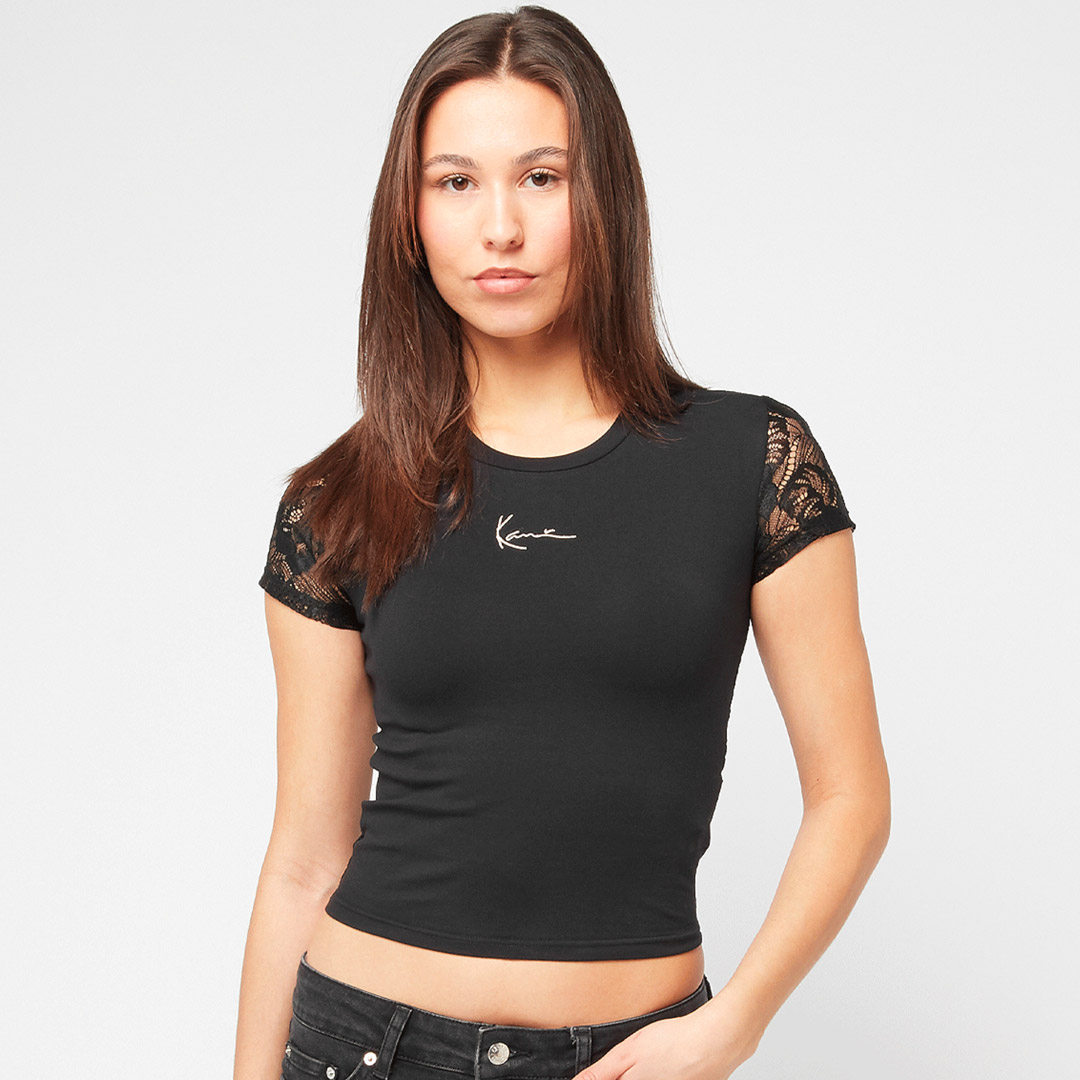 KARL KANI SIGNATURE BACK LACE SHORT TEE KW251-024-1-BLACK Μαύρο