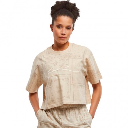 KARL KANI SIGNATURE PAISLEY CROP T-SHIRT KW252-008-1-BEIGE Μπέζ