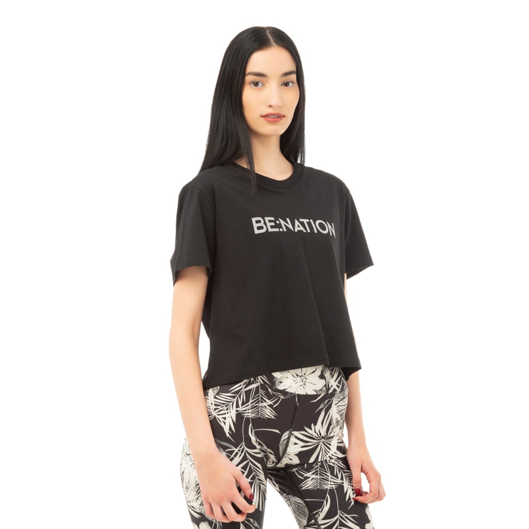 BE:NATION S/S CROP TOP 05112403-01 Μαύρο