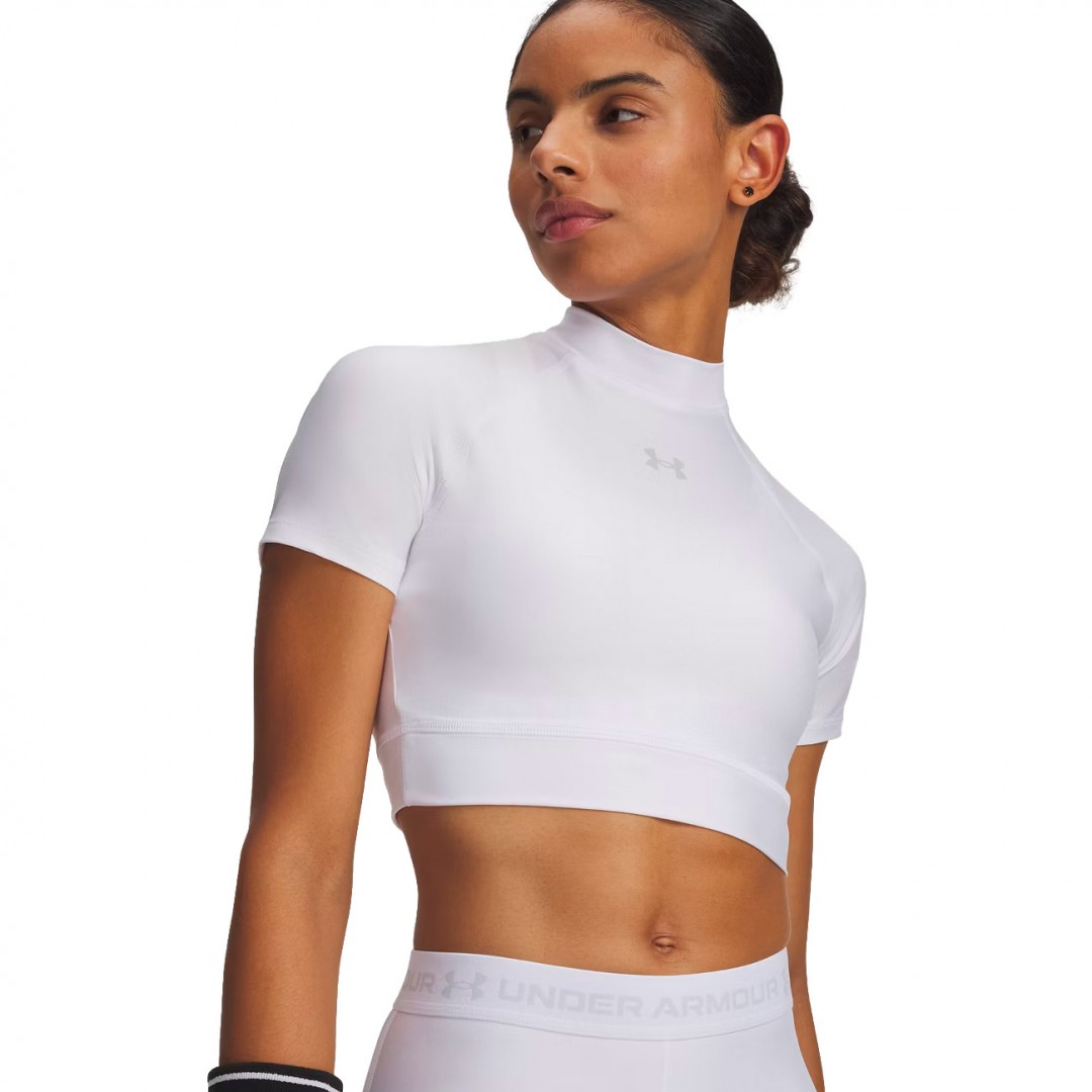UNDER ARMOUR HEATGEAR CROP MOCK SS 6010006-100 Λευκό