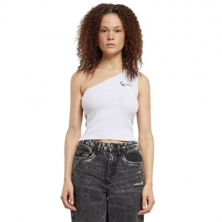 KARL KANI CHEST SIGNATURE ESSENTIAL ASYMMETRIC RIB TOP KW-TP031-002-01-WHITE Λευκό