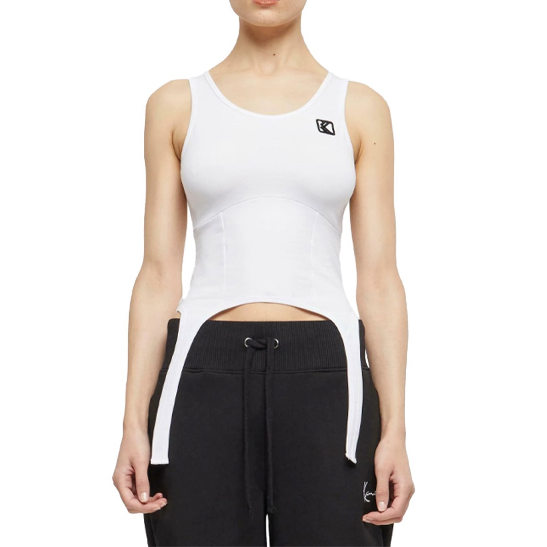 KARL KANI OG CORSET RIB TOP KW241-002-2-WHITE Λευκό