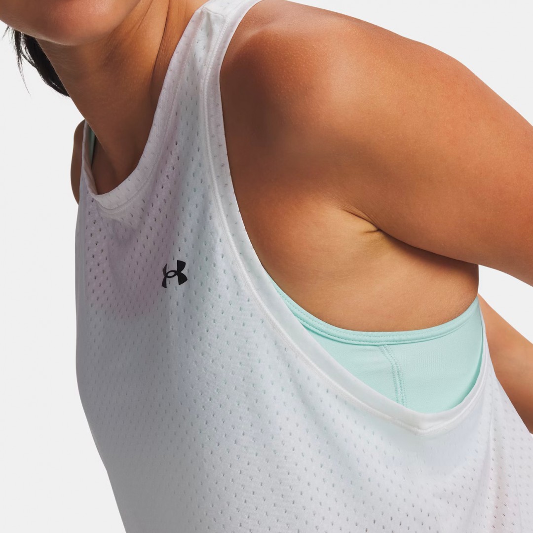 UNDER ARMOUR TECH SPORT MESH CROP TANK 6011229-100 White